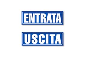 Readyprint Cartelli Adesivi Entrata - Uscita - Grandi, Mis. 30x10 cm, in PVC Morbido, per Porte Ingresso Negozio, Colore Blu, Impermeabili, Lavabili, 2 pz.