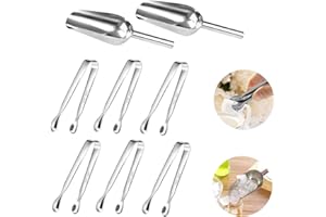 CAMELIZE Edelstahl Zuckerzange Set,6 Stücke Zuckerzange und 2 Stücke Eisschaufel, Candy Salat Eiswürfelzange Süßigkeiten Zange Servierzange für Hochzeit Party Candy Bar Büfett Grill