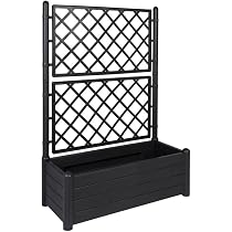 Lot De 2 Treillages De Jardin Avec Jardinière - Plastique Anthracite 43x43x142 Cm - Kreher