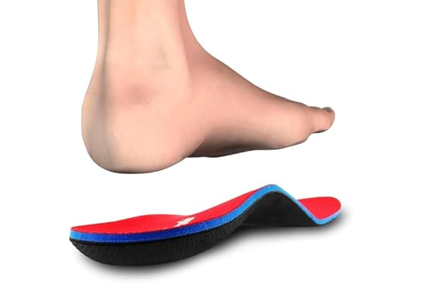 PCSsole Semelle Orthopédiques Soutien Voute Plantaire pour Pied Plat, Fasciite Plantaire, Douleurs au Niveau du Talon,pour Femme et Homme EU38-39(25cm) Rouge