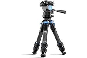 ‎SIRUI SIRUI AM-223L+AT-10 mini statyw wideo z włókna węglowego z podstawą poziomującą i głowicą płynu panoramicznego, statyw biurkowy do aparatu i smartfona, wysokość po złożeniu 30 cm, maksymalne