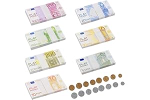 ZORVUJI 86 Pezzi Banconote e Monete Euro Finte, Soldi Giocattolo per Bambini, Finto Euro per Giochi di Ruolo, Accessori Miniatura per Feste e Giocattoli Educativi