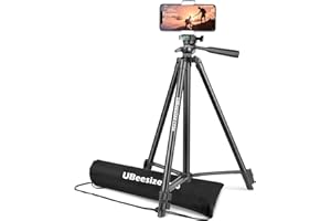 UBeesize CT50 - Treppiede per telefono cellulare da 50 pollici, con custodia per il trasporto e supporto per telefono, compatibile con iPhone, Android, fotocamera, nero