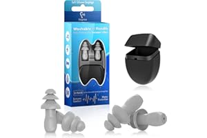 EARGRACE Tapones para los Oídos para Natación, 2 pares de Tapones de Silicona Impermeables, Reutilizables y con Reducción de Ruido para Natación, Ducha, Trabajo, Sueño, Estudio y Otros Eventos Ruidosos