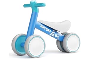 KORIMEFA Bicicleta de Equilibrio para pequeños de 1-2 años, Bicicleta sin Pedales con 4 Ruedas de Juguete para bebés de 10-24 Meses, Primera Bicicleta para niños y niñas como Regalo Cumpleaños
