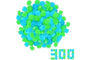 OUDQFCJ 300 Pezzi Luminose che Brillano al Buio, Fluorescenti in Resina, da Giardino, Decorativi per Vasi, Sassolini Decorativi, per Acquario, Ciottoli Luminosi per Prati e Terrazza (Blu, Verde)