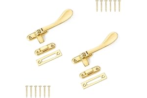TERF® 100mm Heavy Duty Traditional Victorian Design Polished Brass Window Casement Fast Hook 100mm (4 inch) including Fixing Screw - Pack of 2