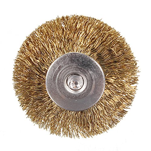OUTERDO 10 x Messing Drahtbürste Rundbürsten Scheibenbürste Topfbürste Bürste für Dremel 25MM - 3