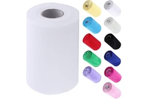 MCHODARE Tulle,Rotolo Matrimonio di Tulle 6 inch x 100 Yard Bobina Tulle per Avvolgere,Tulle Bianco Rotolo Nastro Tulle Rotolo di Stoffa di Tulle Bobina di Tulle ((C01 bianco))