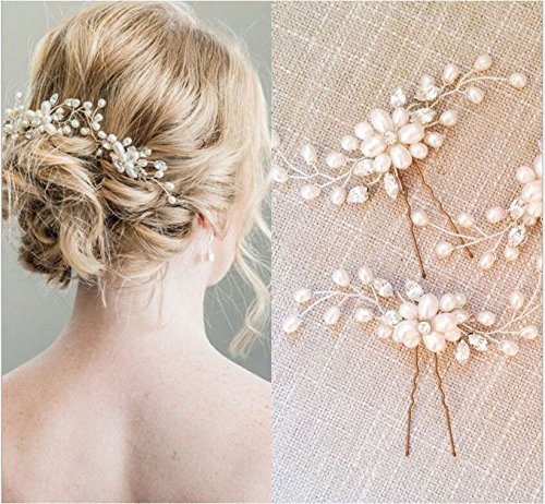 Miya 1 paar MEGA Glamour Braut Kamm Haarnadel Steckkamm mit wunderschöner Blumen Blüte, verschönert mit Perle und Kristallen, Braut Schmuck Hochzeit Jugendweihe Haarschmuck, Form YY15 - 2