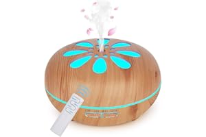 GeeRic Aroma Diffuser, 550ML Luftbefeuchter Ultraschall Vernebler,Raumbefeuchter Aromatherapie Öle Duftlampe mit 7 Farben LED Helles Holz