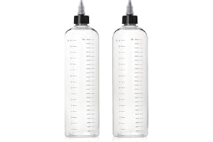 Segbeauty 2 bottiglie 500ml Bottiglia di colore per capelli con scala di misurazione graduata, Strumento di tintura riutilizzabile in plastica con punta a torsione per salone