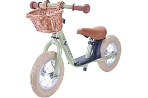 ‎BANDITS & ANGELS Bandits & Angels Laufrad aus Metall mit Weidenkorb mit Trittbrett ab 2 Jahren – Lauflernrad – Verstellbarer Sattel 29 bis 39 cm – Für Jungen und Mädchen – Niedriger Einstieg
