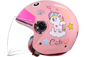 QKDWQZ Casco De Moto para Niños, Niñas, Niños, Casco Jet Infantil Homologado ECE con Visera, Casco De Scooter, Casco De Scooter Infantil, Casco De Ciclomotor, Casco De Bicicleta J,49-55CM