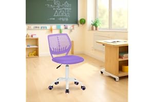 FurnitureR Chaise de Classe Compacte, Siège Ergonomique pour Ecole, Dossier en Maille Respirante, Hauteur Réglable, Chaise de Salle de Dessin pour Enfants, Facile à Déplacer 360°, Violet