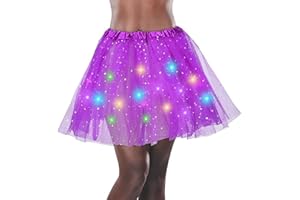 EKKONG Tutu LED pour Femme - Jupe en Tulle à Paillettes - Ballet, Princesse - pour Fête, Danse, Carnaval et Cosplay