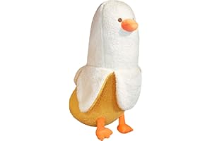 shownicer Oreiller en Peluche Canard, Animaux en Peluche, Kawaii Banane Canard Peluche Géante, Jouet Doux Animal Poupée, Coussin Câlin, Cadeau pour Enfants Filles 12+ Ans (Blanc, 30cm)