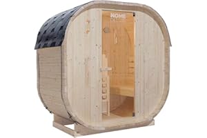 Home Deluxe - Outdoor Sauna Cube M - Maße: ca. 194 cm x 195 cm x 120 cm, Holz: Fichtenholz - inkl. Saunaofen und Saunazubehör I Gartensauna, Außensauna, Sauna Fass für 2 Personen