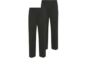 Integriti Schoolwear 2PK Boys School Trousers Comfort Fit Black Charcoal Grey Navy Blue Elasitcated Waist Age 3-16 Years