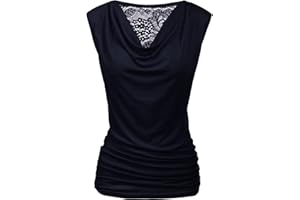 ZEAGOO Womens Tops Elegant Cowl Neck Tops Ruched Vest Tops Sleeveless Shirt V-Neck Blouse Casual Tank Tops Stretch Tunic S-XXL