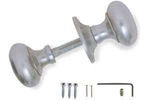 DISCOUNT HARDWARE UK Satin Chrome Victorian Mushroom Rim Door Knobs 50mm