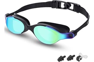 LEMEGO Lunettes de Natation pour Homme et Femme: Antibuée Anti-fuite Protection UV Clear View Lunette Piscine pour Unisex Adultes Adolescents avec Bouchons d'Oreille et Pince-Nez