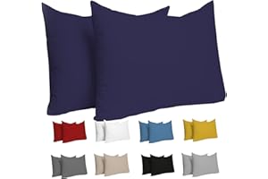 Dreamzie Federa Cuscino (Set di 2) - Blu scuro Cotone - Per i Cuscini 40 x 60 cm - 100% Jersey di Cotone - Federa da Cuscino - Copri Cuscino per Letto - Fodera Protezione per Cuscino