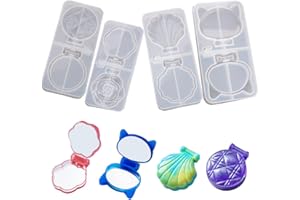 iSuperb 4 Pezzi Stampi in Silicone per Specchietti Compatti Fai da Te Forme Carine Specchio Tascabile Epoxy Resina Casting Molds (4 Pezzi Stampi)