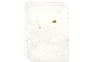 Anvin A4 Natural Mulberry Paper 50 Sheets Visible Leaves Fiber Rice Paper Printable Decoupage Tissue Paper Sheets for Writing, Painting, Card Making, DIY Crafts(21x29.7cm, Semi Transparent Off White)