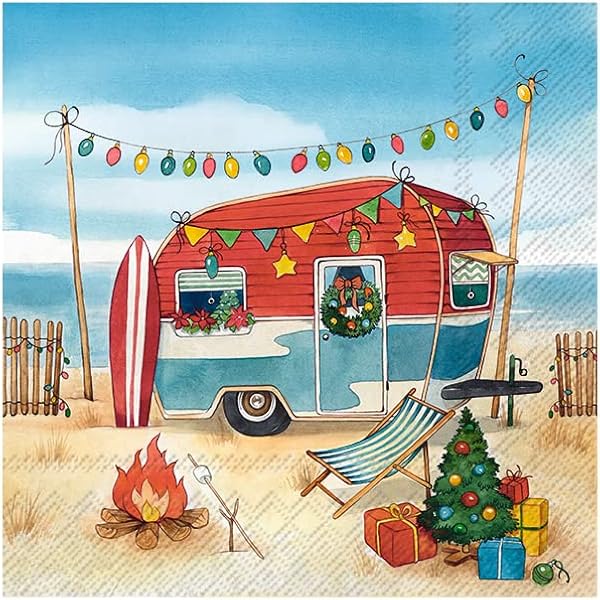 100 Stück Camping-Papierservietten – Einweg-Servietten Mit Wald-Design Für Outdoor-Partys