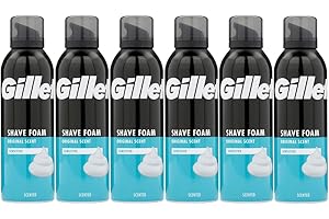 Gillette Men Shaving Foam Sensitive Skin Original Scent Clean Shave 200ml Pack of 6 Soft Face Body Aloe Vera Mousse Compatible with Gillette Razor with Welari Thank You Card | (6pack) (6 x 200ml)