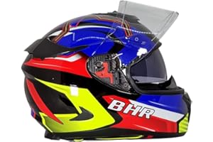 BHR Casco Integrale Moto con Doppia Visiera 813 RACE | Casco Moto Integrale Omologato ECE con Visiera Parasole | Casco Moto Uomo/Donna | SPIDER BLUE | XS