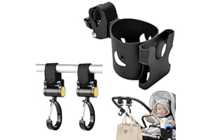 XIRUIUBAO Porta Biberon Passeggino con 2 Ganci Passeggino Regolabile e Versatile Accessori per Biberon Bevande Thermos Bicchieri Telefoni Cellulari,Portaborraccia per Bici Sedia a Rotelle Carrello