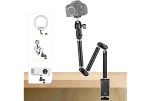 TARION Overhead Tripod Camera Desk Mount 360° Flexible Articulating Arm with 3/8'' Screw and 3/8'' to 1/4'' Screw for DSLR Cameras Projector Ring Light (M)