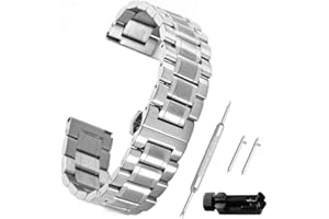 Beauty7 WBL00026b pasek do zegarka ze stali nierdzewnej, z zapięciem składanym, prosty uchwyt, długość regulowana z/bez narzędzi