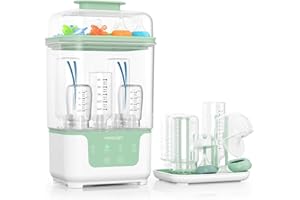 Momcozy Stérilisateur et Séchoir pour Biberons, Capacité 6 Biberons, Stérilisateur Compact 4 en 1 pour Biberons, Pièces de Tire-Lait et Accessoires Nouveau-Né, Séchoir Inclus