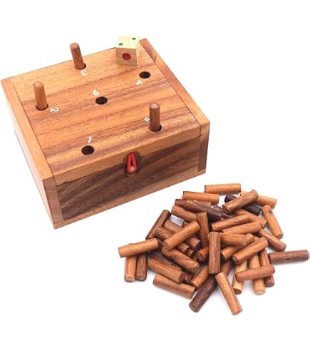 Small foot 6558 jeu de société Cube «As» en bois, jeu de dés rapide avec deux dés inclus, à partir de 5 ans, Naturel, Marron
