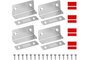 SOLRYN 4 Pcs Imanes Puertas Armario Adhesivos, Cierre Magnético Ultra Fino Forma L de Acero Inoxidable, para Adhesivo de Cocina, Iman Puerta Armario Magnético Pestillo Cocina Mueble Corredera Alacena, Plata