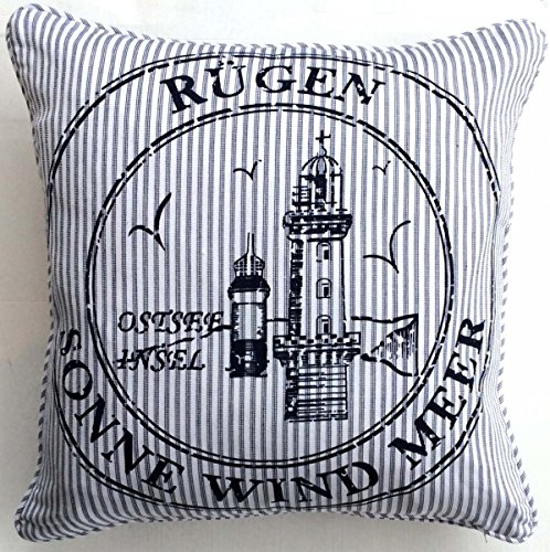Kissenhülle - Kissenbezug Ocean RÜGEN - blau weiss - ca 45x45 cm - ohne Füllung