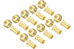 PATIKIL 10mm (0.39 inch) Rör OD Mässingskompressionshylsor Ferrules, 60-pack Mässingshylsor Monterings- och slanginsatsstödss