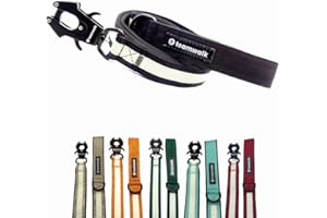 teamwalk® Premium Hundeleine - mit Leuchtstreifen, weicher Polsterung, robuster Schnalle, (Schwarz, Leine Schwarz(130cm)) - perfekt abgestimmte Länge, für eine Gute Leinenführichkeit.
