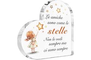Putuo Decor Decorazione Acrilica Cuore - Regalo Amica con Frase Le Amiche Sono Come Le Stelle - per Compleanni, Natale, Casa
