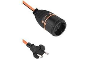Electraline 01364 1364 Rallonge Prolongateur Jardín 20M 2x1.5mm européenne Electralock équipée d'un système de Verrouillage Qui empêche la déconnexione fiche-Prise, Noir/Orange