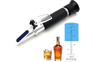 HXTDBY Alcohol Refractometer 0-80% v/v Handheld Alcohol Content Measurement Tool Tester Alcoholmeter Spirits Refractometer for Bourbon Vodka Gin Tequila Mezcal Whisky Scotch, Alcohol Hydrometer Replacement