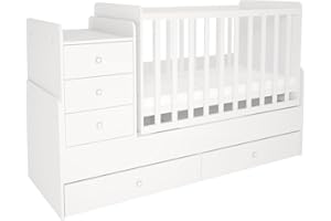 Polini kids Kombi-Kinderbett mitwachsend mit Kommode weiß, 1227.9