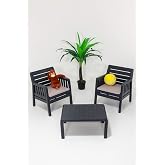 MOBETTO Lara 1+1+S Bah&ccedil;e Takımı Balkon - Bah&ccedil;e - Teras Mobilyası/Antrasit