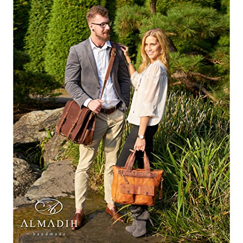 ALMADIH Leder Sitzkissen braun Vintage aus echtem Ziegenleder – 100 % Handarbeit – Pouf Sitzhocker Ottoman orientalische marokkanische Lederkissen Ledersitzkissen Bodenkissen Lederhocker Sitzsack Pouffe Kissen (braun Vintage) - 8
