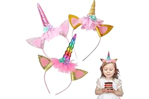 SYKEROUT 3 Pezzi Fascia per Capelli Unicorno, Capelli Unicorno per Bambini, Fascia per Capelli Unicorno Fascia per Capelli,Festa di Compleanno di Pasqua Carnevale, Accessori per la Testa Decorazione per Feste