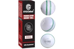 ONEGlobal Hochwertiger Cricketball aus Leder, 100 % handgenäht, 156 g, 4-teilige wasserdichte Konstruktion, harte Cricketbälle in passender Qualität