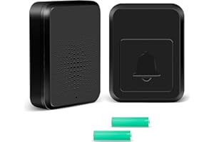 JEATONE Campanello senza fili da esterno, Campanello senza fili 80M Operativo a grande Distanza, Campanello Senza Fili Impermeabile 5 Volume Regolabile, 38 Suonerie, Batterie Incluse